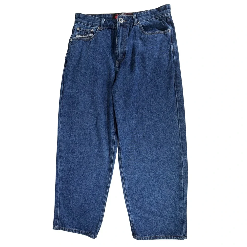 Liquid Venom Baggy Leg Jeans 34x32 (fits 34x29.5) Dark Wash Y2K Skater Grunge